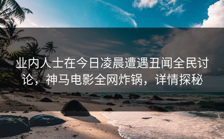 业内人士在今日凌晨遭遇丑闻全民讨论，神马电影全网炸锅，详情探秘