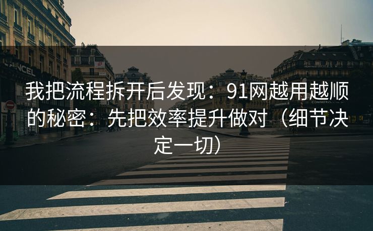 我把流程拆开后发现:91网越用越顺的秘密:先把效率提升做对(细节决定一切) 我把流程拆开后发现:91网越用越顺的秘密:先把效率提升做对(细节决定一切)